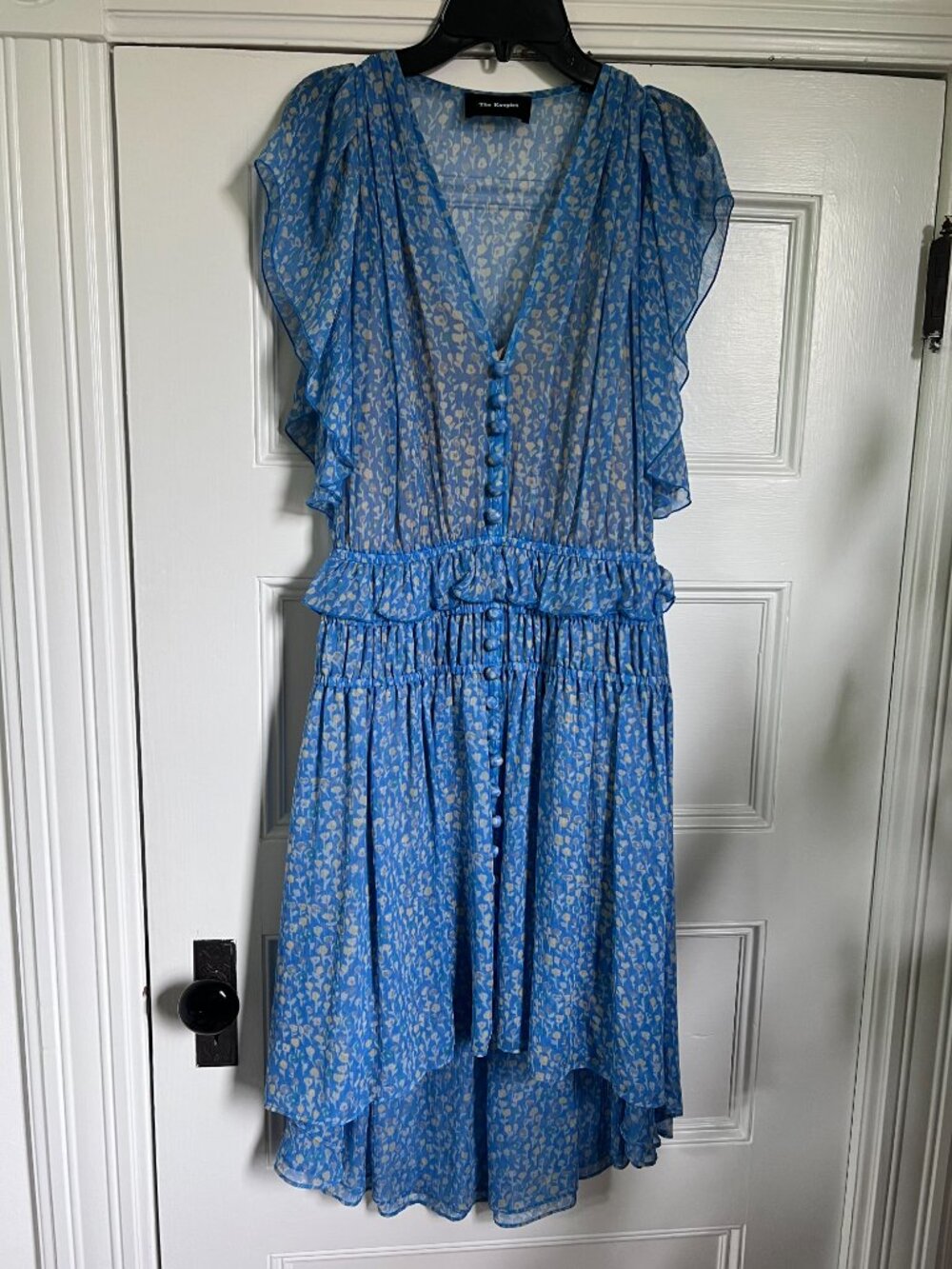 The Kooples Blue Lagoon Print Silk Muslin Dress - Picture 4 of 12